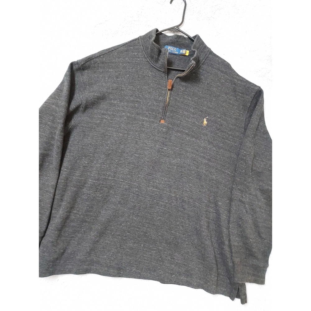 Polo Ralph Lauren Pullover Mens 3XB Quarter Zip Flesh Pony Dark Grey Preppy EUC
